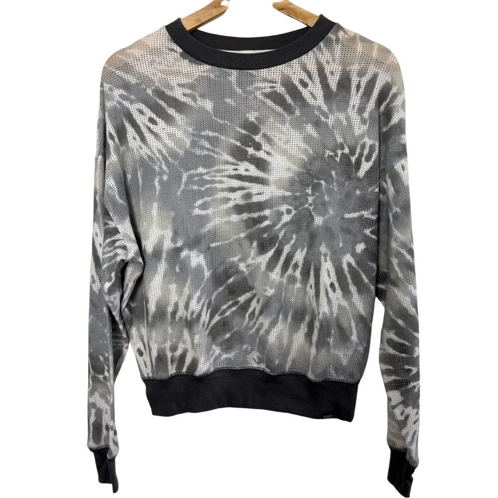 Grey Sheer tie-dye crew neck Pink Victoria’s Secret Top Sweatshirt Size XS